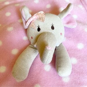 Elephant Lovey - Security Blanket - Plush - Pink & White Polka Dots - Blankie